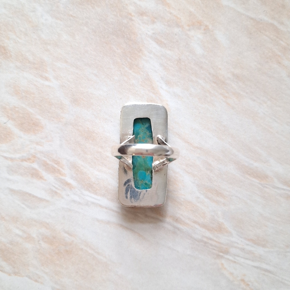SOLD🌿 Artisan Handmade Kingman Turquoise 925 Silver Ring Size 8 🌿 - Picture 2 of 7